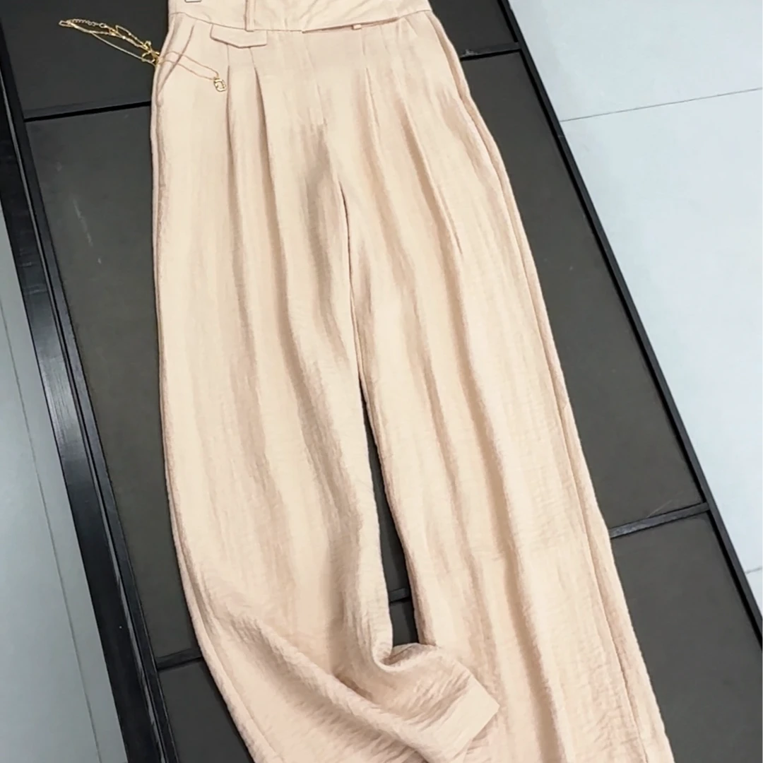 夏季宽松百搭直筒裤阔腿裤抽绳九分裤显瘦高腰薄款休闲裤