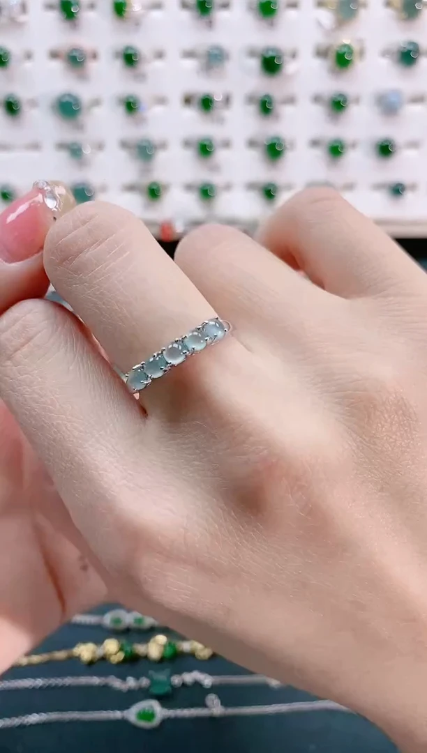 【闪购商品】翡翠戒指银S925镶嵌天然翡翠