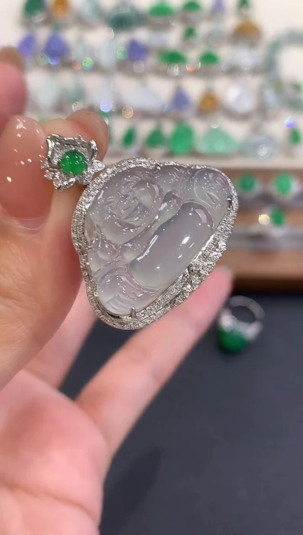 吊坠(不含链)18K金镶嵌翡翠a75