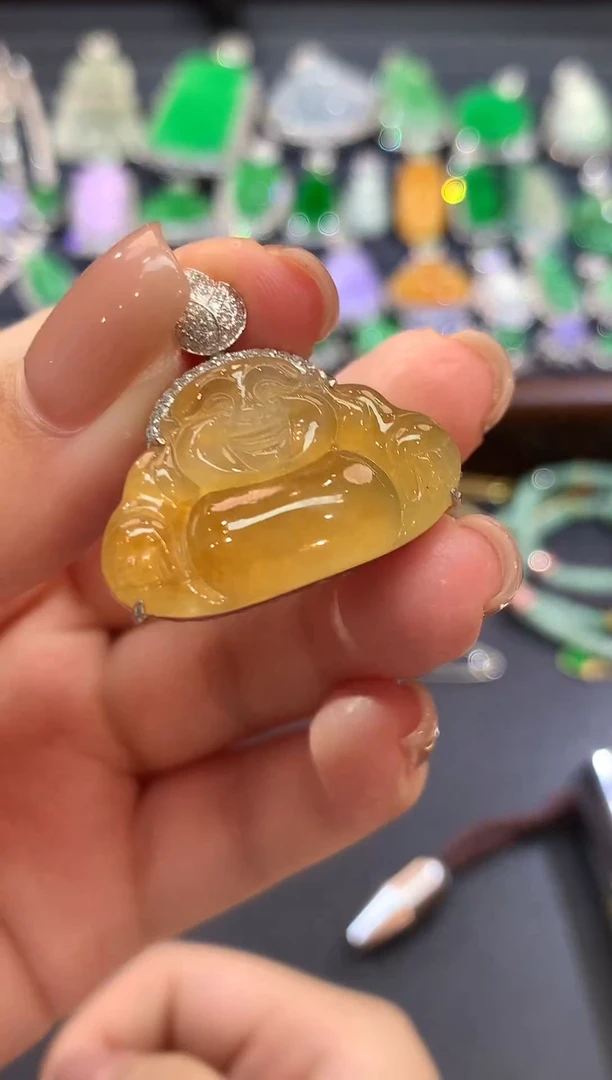 颈饰18K金镶嵌翡翠128-吊坠