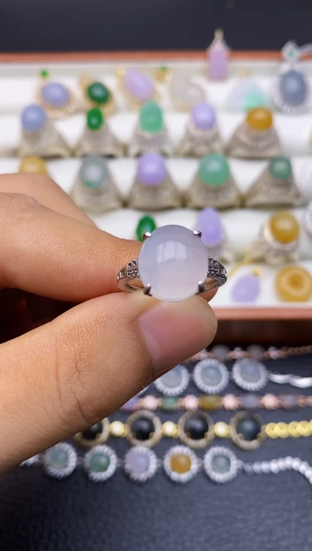 翡翠戒指银S925镶嵌/0020
