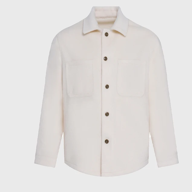 意卡伦萨长袖衬衫外套 2024简约百搭羊毛混纺翻领外套男款SM80075