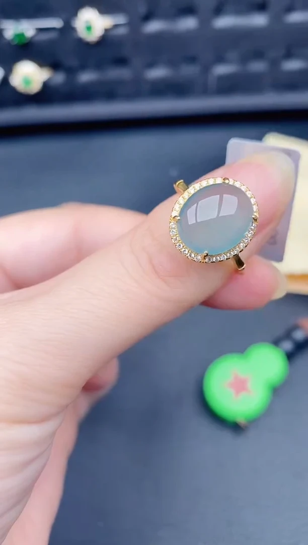 银S925镶嵌戒指翡翠天然a货翡翠81