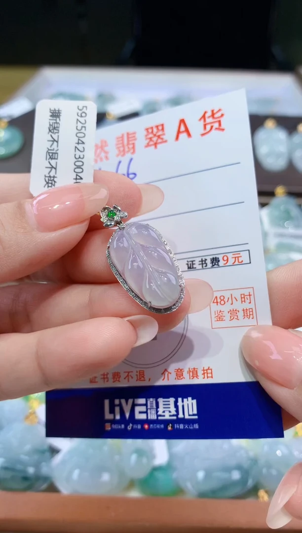 颈饰18K金镶嵌翡翠天然翡翠A货挂件