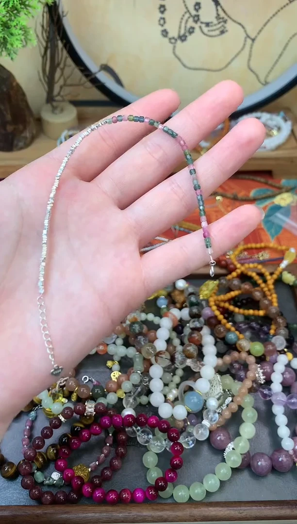 【闪购商品】碧玺手链银S925镶嵌145手串