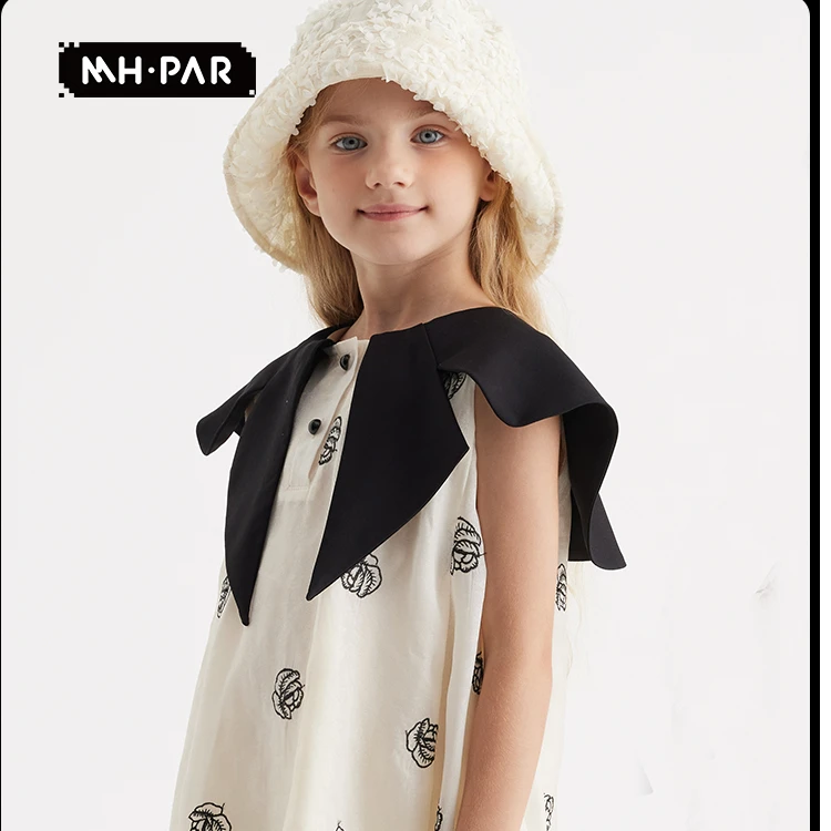 MH·PAR麦哈派夏季女童原创刺绣落花设计连衣裙商场同款242806