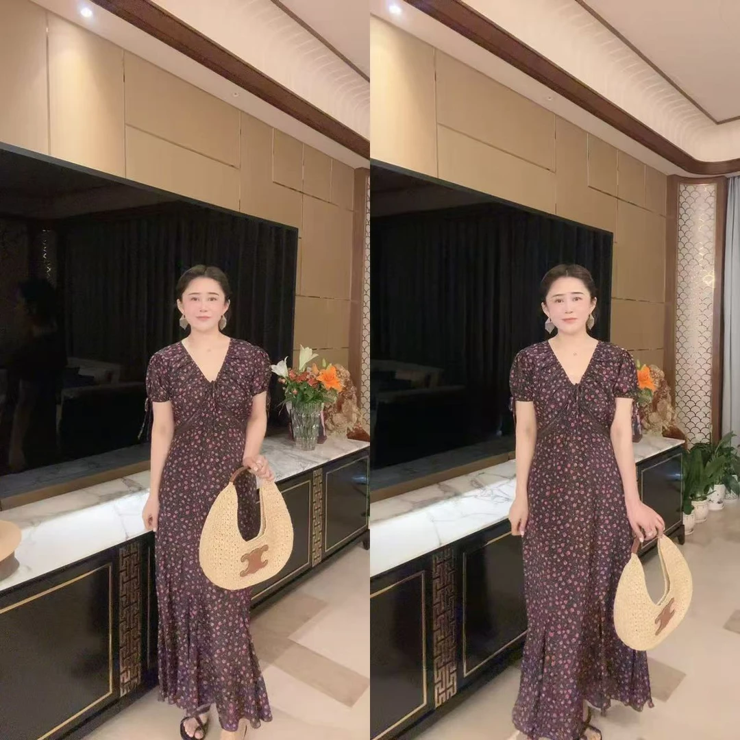 【玫瑰花】玫瑰花长款连衣裙5225231（小码裙长约110cm）