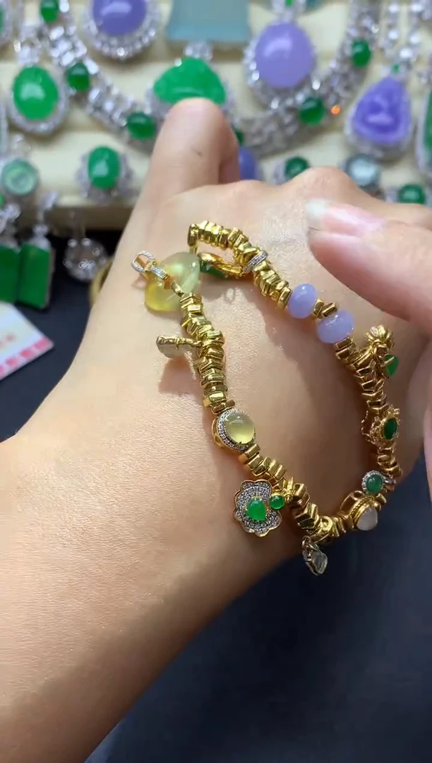 18K金镶嵌手链翡翠788-中国好珍宝