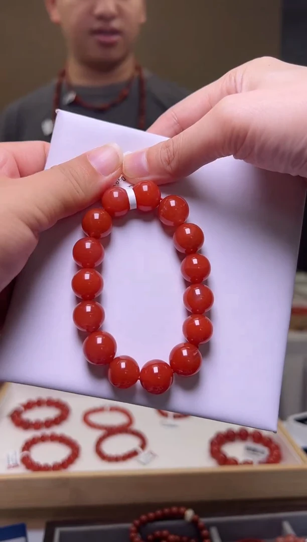 未镶嵌13mm南红玛瑙保山冷水河圆珠单圈