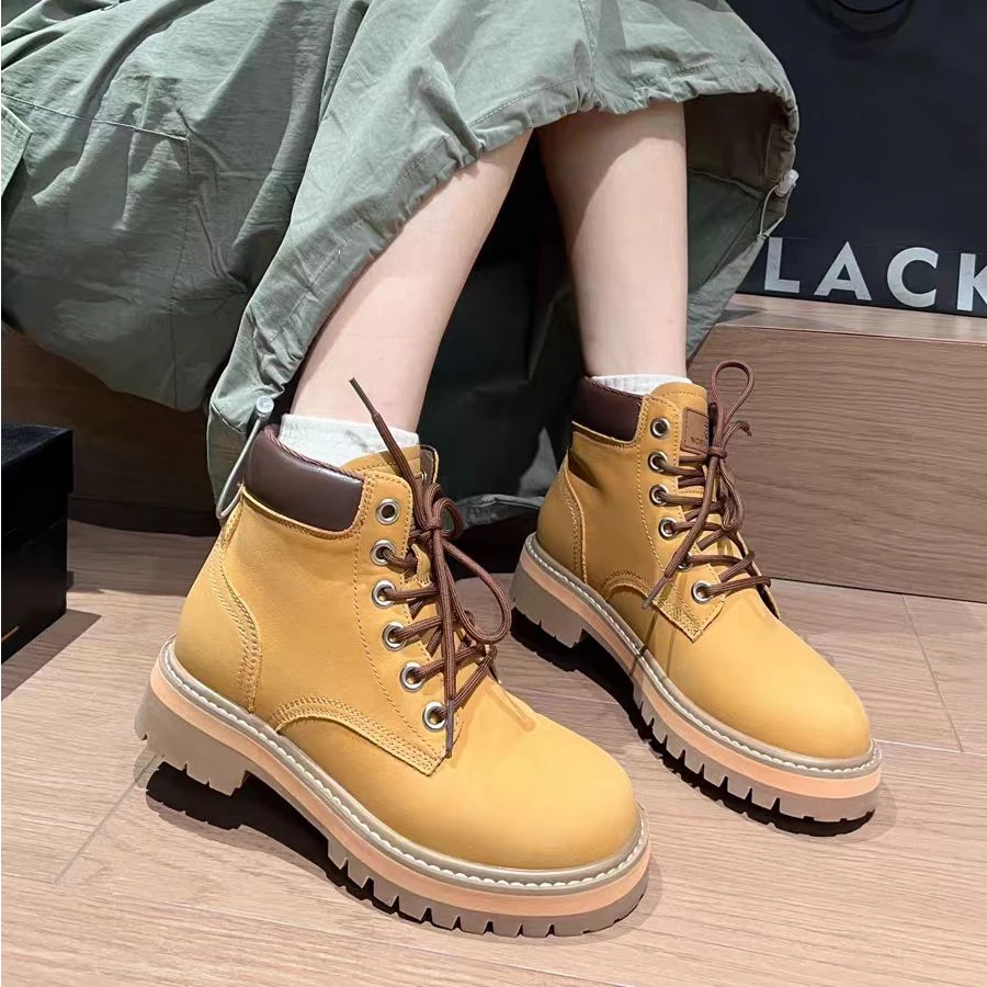 5002P 新款时尚百搭英伦风圆头马丁靴四季款