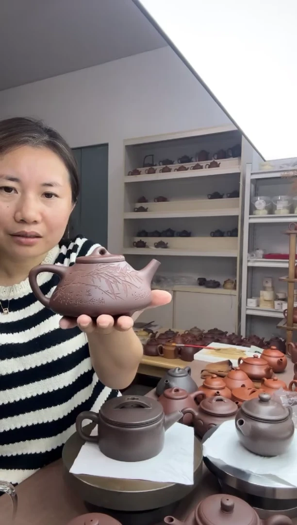 茶壶底槽青听*子冶石瓢230cc刻绘版（原矿底槽清）