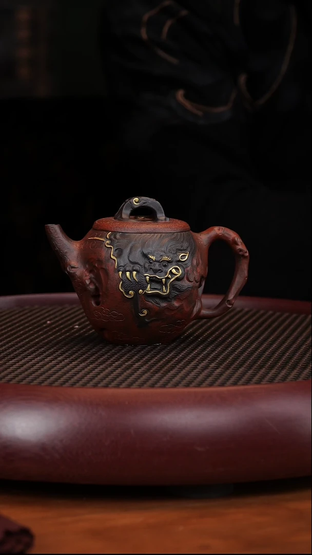 【闪购商品】紫砂茶壶1-21高水波纳财壶黑金砂180CC