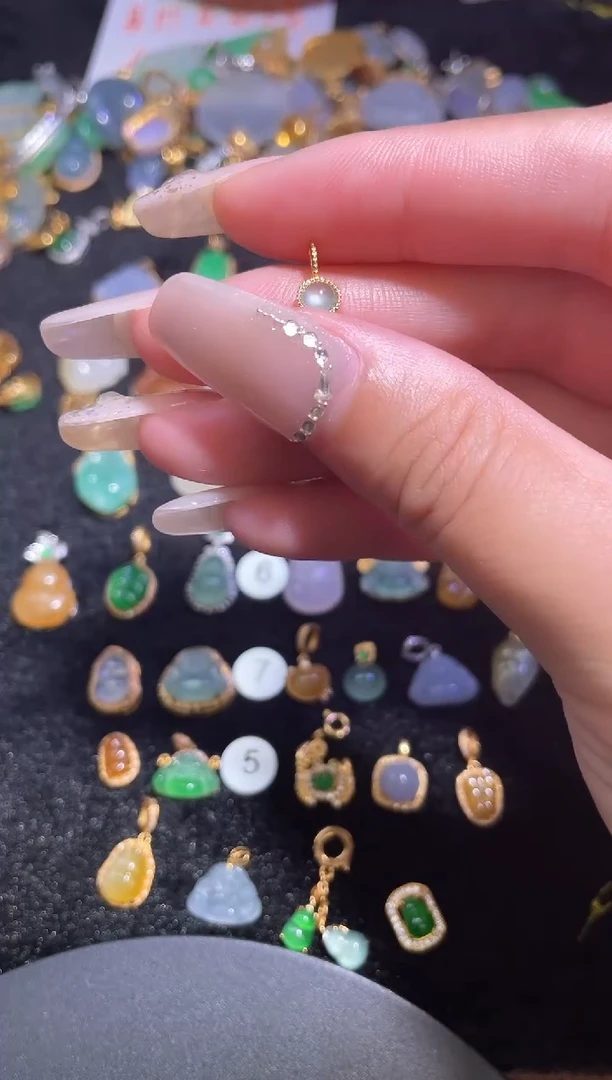 吊坠(不含链)银S925镶嵌翡翠天然a货翡翠