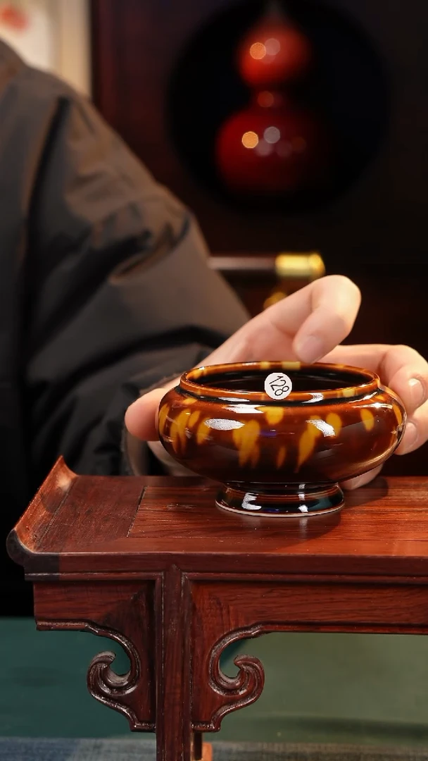 【闪购商品】摆件纯手工原创高温线香插〖玳瑁釉〗