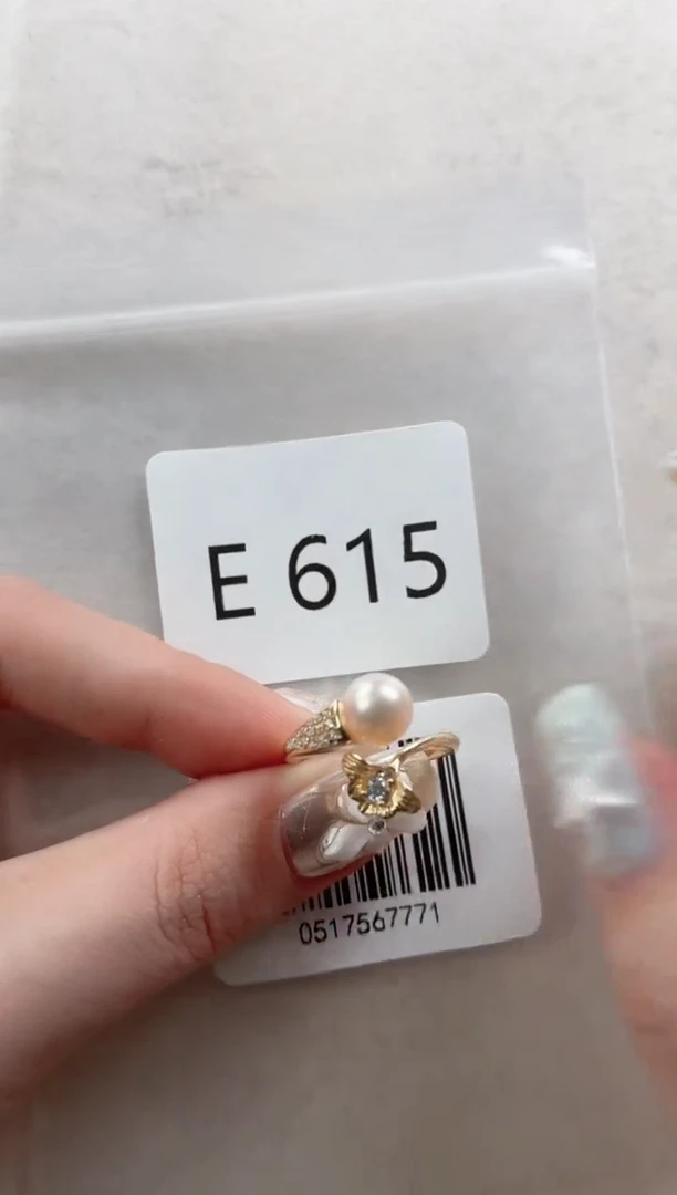 银S925镶嵌戒指海水珍珠E615