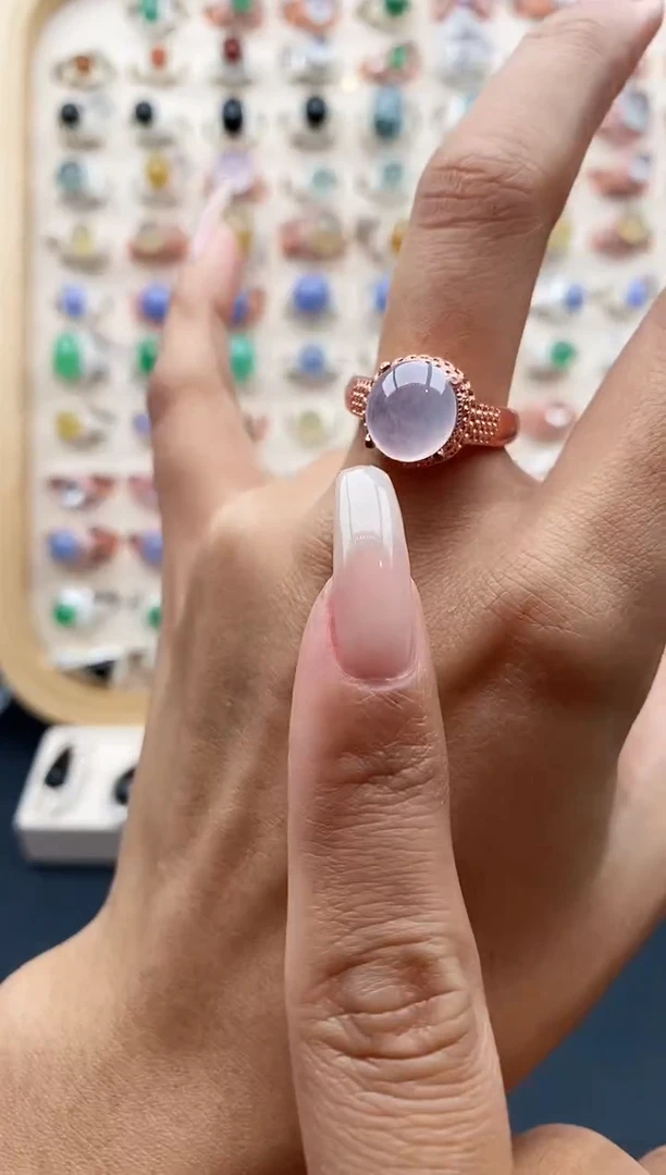 【闪购商品】翡翠戒指未镶嵌缅甸天然A货翡翠444   2-4