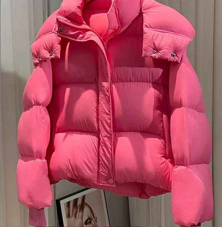 {半生繁花}25升级版韩版高级泡芙时尚百搭短款连帽脱卸羽绒服外套