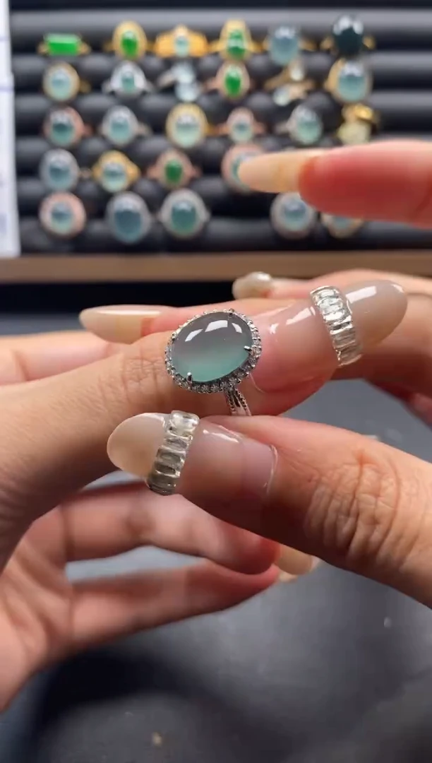 银S925镶嵌戒指翡翠51511