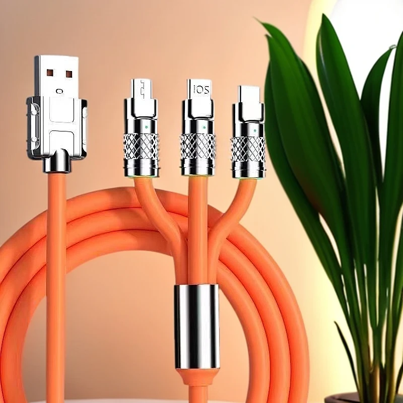 通用三合一适用于苹果华为安卓手机充电线加粗加长usb一拖三typec