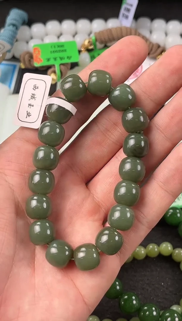 【闪购商品】和田玉手串未镶嵌若羌青黄口卡12老型微色差