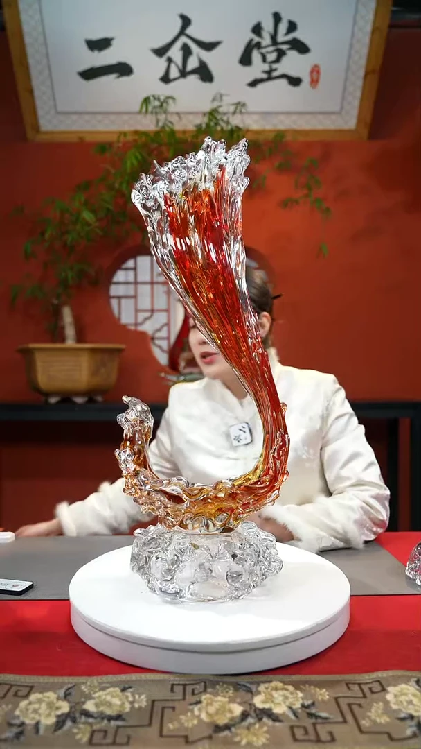 【闪购商品】琉璃手工艺品金红色风生水起