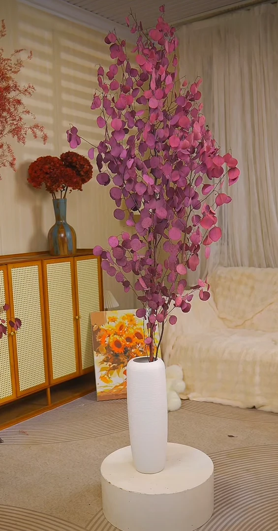 AAA级【紫红色】落地苹果尤加利叶花材长期摆放高端家具软装鲜花