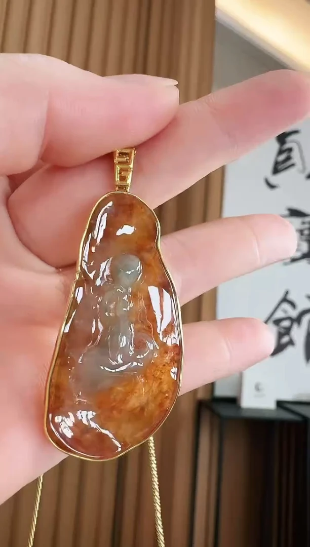 翡翠18K金镶嵌吊坠(不含链)吊坠