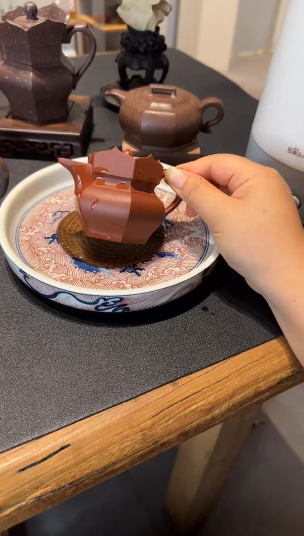 茶壶紫砂证*朱泥小僧帽 90ml