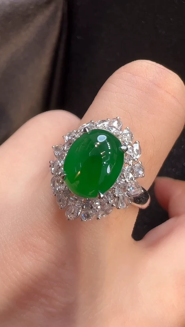 18K金镶嵌戒指翡翠AL6戒指