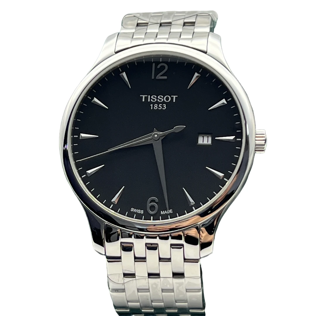 99新 Tissot/天梭 俊雅/臻耀/男石英黑盘钢带/T063/公价2950/42MM