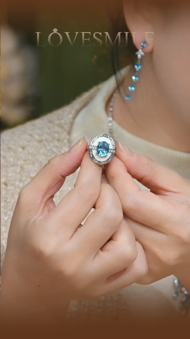 银S925镶嵌托帕石戒指105