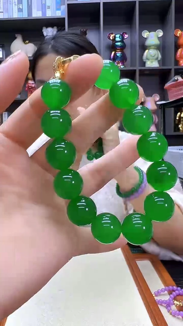 翡翠14K金镶嵌颈饰丹丹diy劲饰14mm手链
