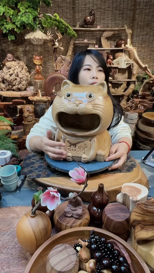 木香樟木-招财猫摆件 27*22/28