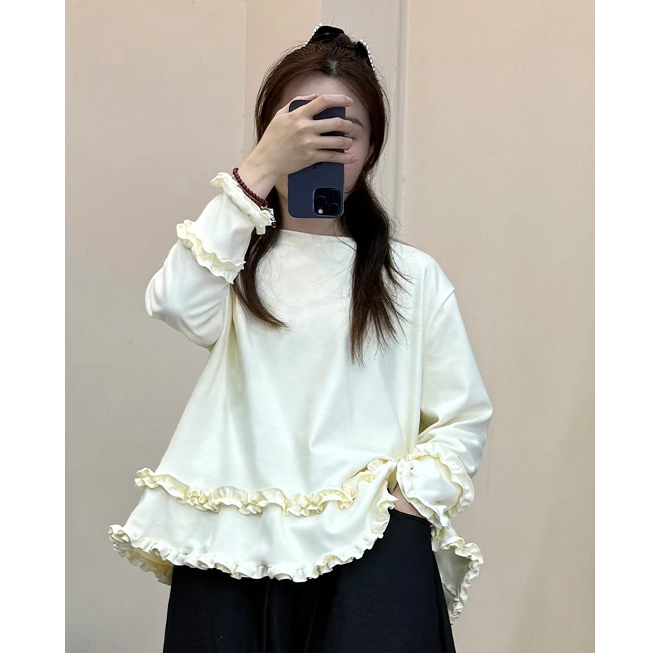 新款时尚洋气百搭女装打底衫内搭可外穿精致宽松长袖日系T恤S2362