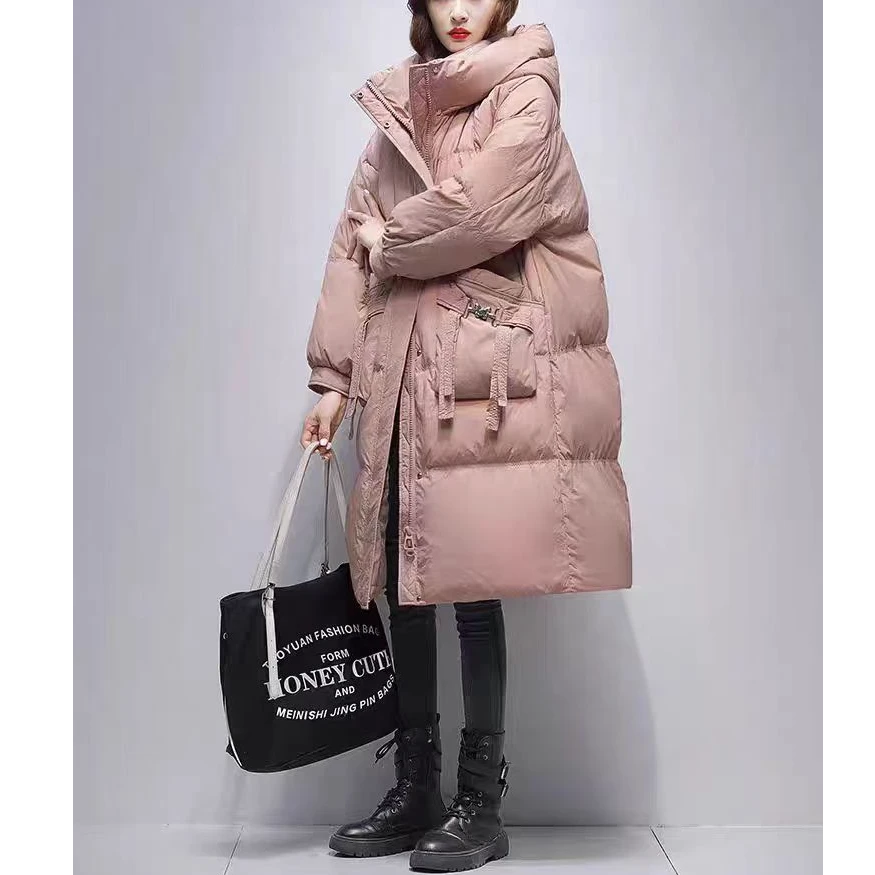 【特价-占单者限购】Q2223冬季新款设计款中长款连帽羽绒服女
