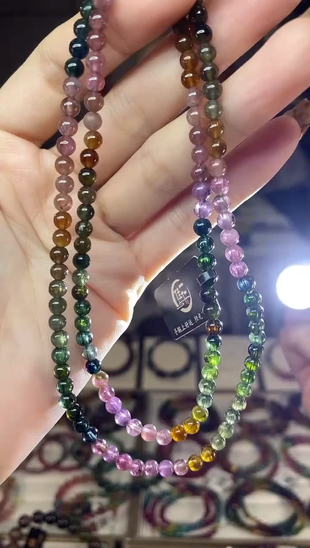 未镶嵌老矿碧玺三圈手串4mm+碧玺dan多样性发货一条