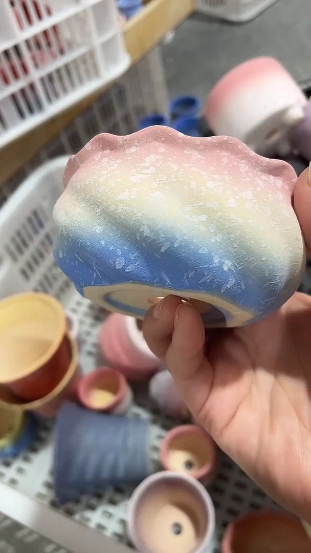 麦饭石粗陶多肉花盆口径9*5微瑕