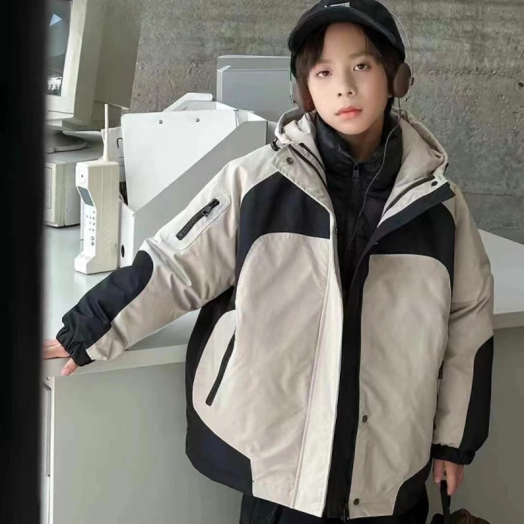 冬季羽绒服白鸭绒连帽宽松色百搭休闲中大童6312