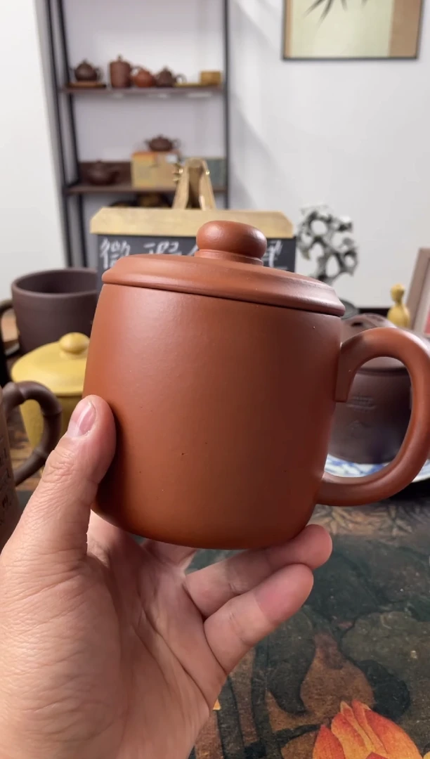 茶杯紫砂老红泥老板杯