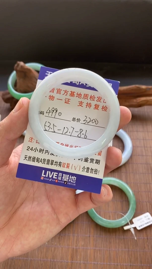 未镶嵌手镯翡翠圈口53.5编号4990
