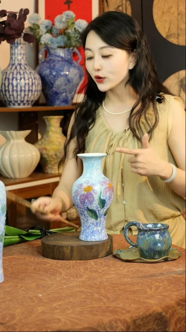 杯子景德镇手绘油画风花瓶1