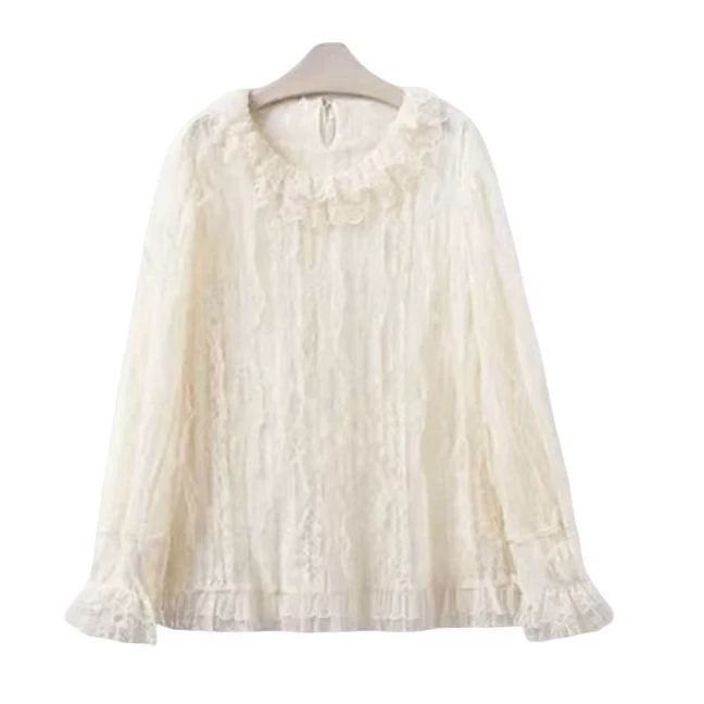 【BILU VTG】199|Z1MMERMANN3900蕾丝拉夫领长袖衬衫BL2025077