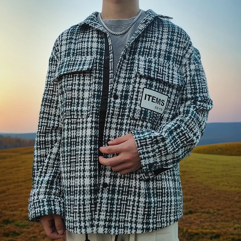 【无界国潮】秋季上新时尚前卫复古翻领外套休闲百搭男士宽松夹克