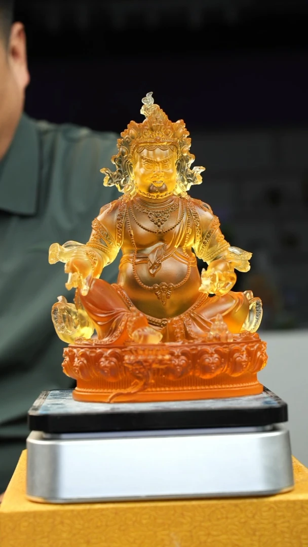 手工艺品琉璃古法琉璃黄财神摆件