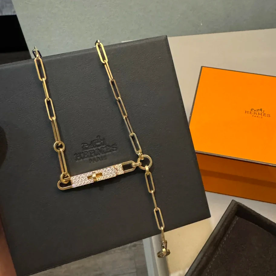 99新 Hermes/爱马仕 小花6欢 kelly chaine 18K黄金 流苏项链 ST