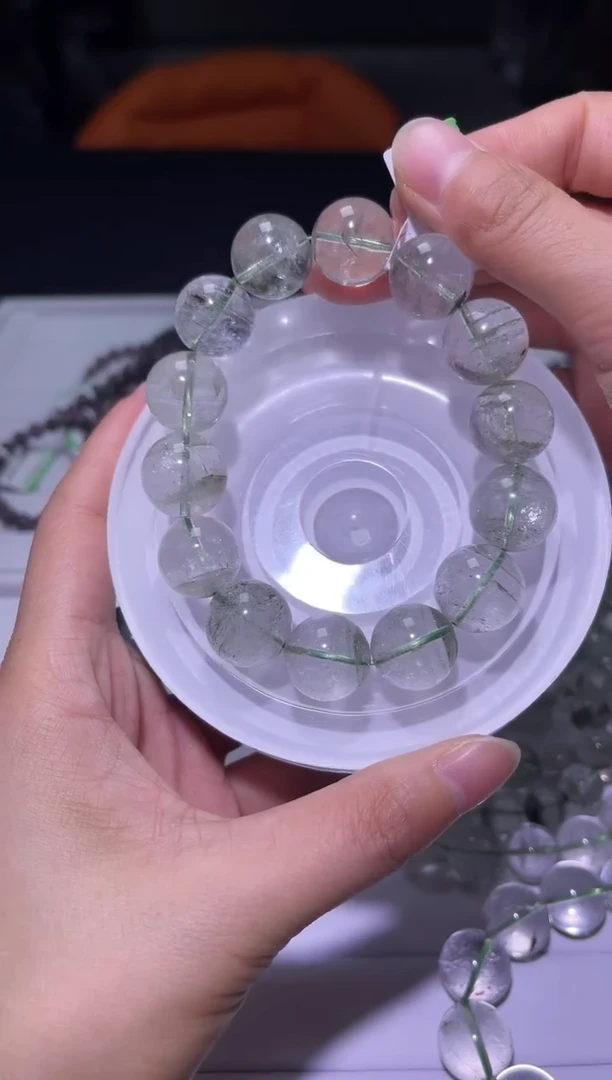 未镶嵌手链水晶J074-16mm绿幽灵单圈-多样性发其一