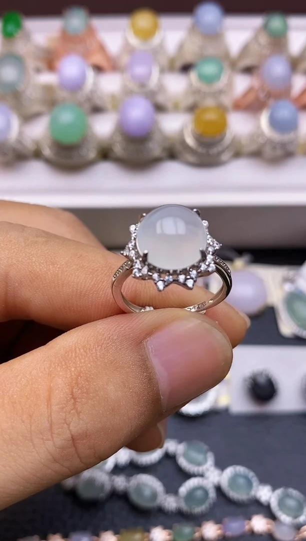 翡翠戒指银S925镶嵌3622