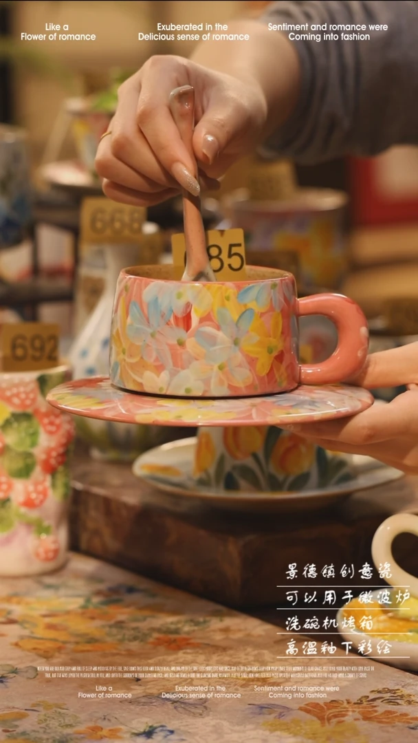 陶瓷685景德镇高温手绘釉下彩设计师款式