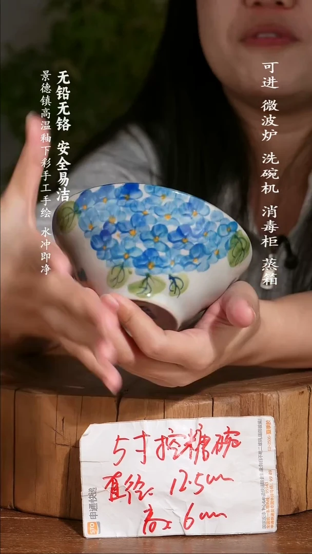 碗陶瓷景德镇高温瓷釉下彩手绘陶瓷