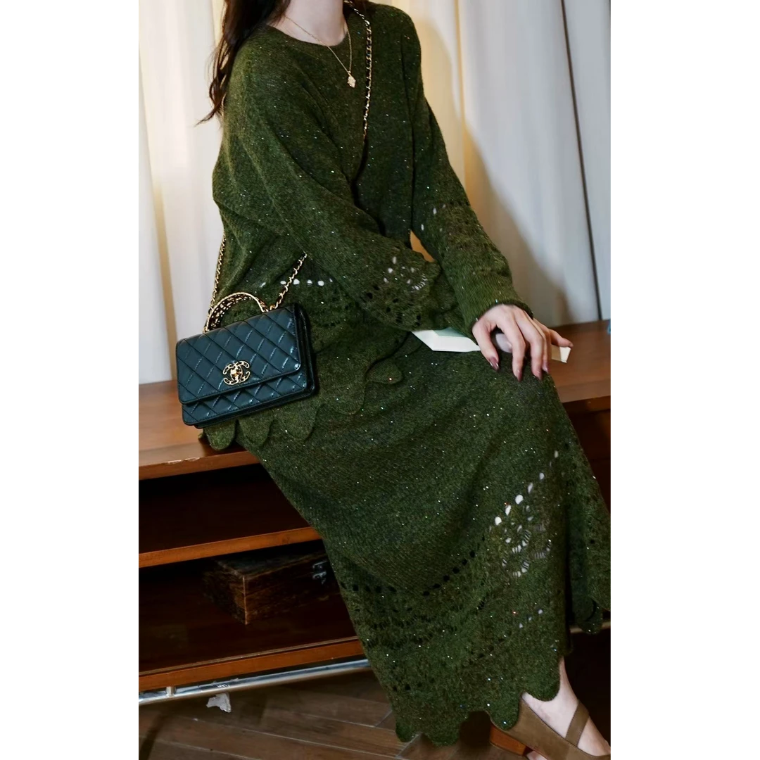 HELAAOMI“森林旅人”莱赛尔绵羊毛羊驼毛复古风慵懒感针织上衣